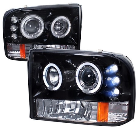 Overtime Halo Smoke Gloss Projector Headlight for 99 to 04 Ford F250, Black - 10 x 21 x 24 in. OV2654179